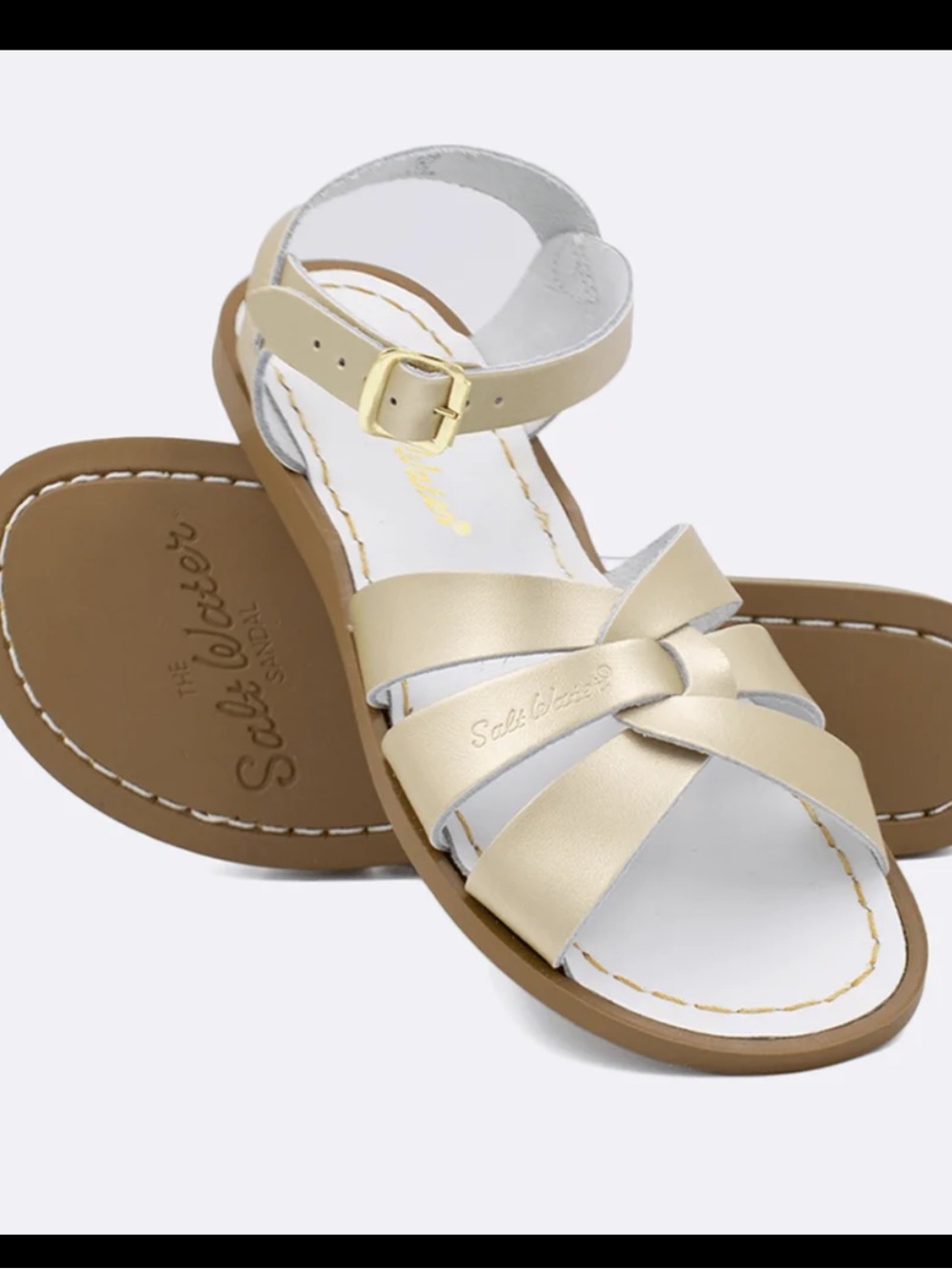 Salt Water Sandals by Hoy Girls' Metallic Gold Ankle-Strap Sandals